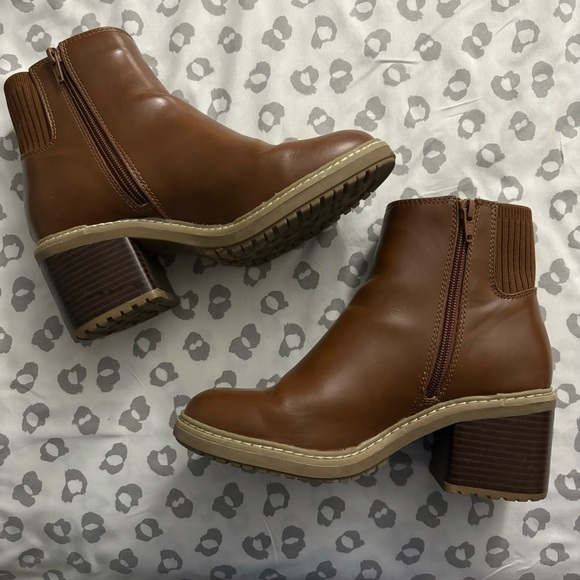Universal Thread | Brown Pleather Ankle Boots - Picture 2 of 5